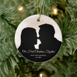 Our First Christmas Together Couple Silhouette Julgransprydnad Keramik