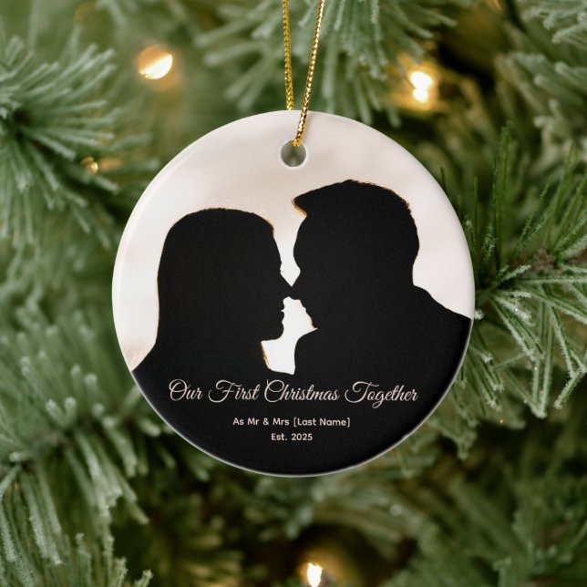 Our First Christmas Together Couple Silhouette Julgransprydnad Keramik (Träd)
