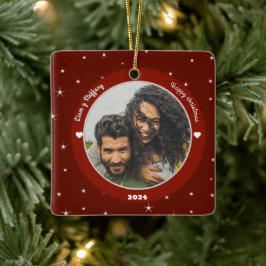 "Our first Christmas together". personalize Julgransprydnad Keramik