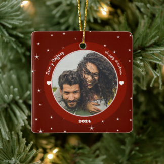 "Our first Christmas together". personalize Julgransprydnad Keramik