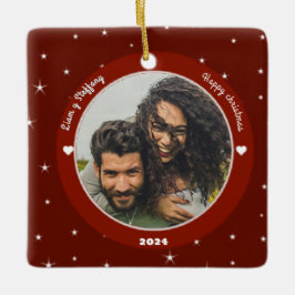 "Our first Christmas together". personalize Julgransprydnad Keramik