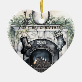 Our First Christmas together Personalized  Julgransprydnad Keramik