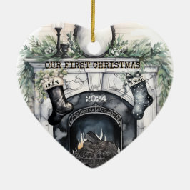 Our First Christmas together Personalized Julgransprydnad Keramik