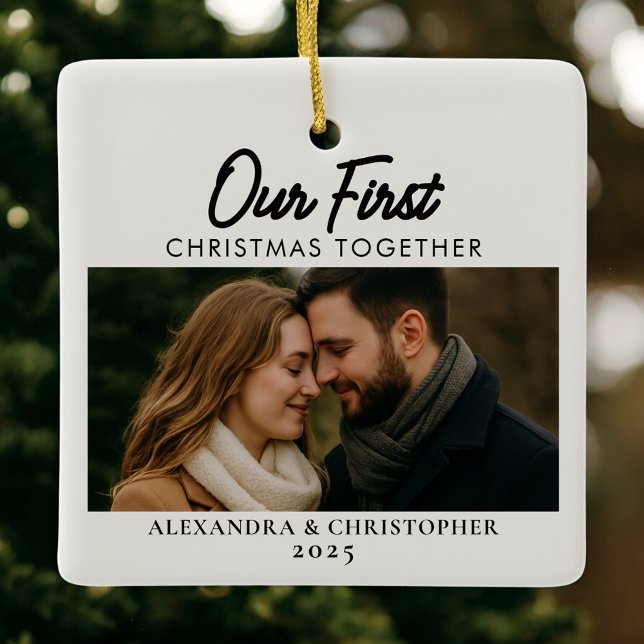 Our First Christmas Together Photo Julgransprydnad Keramik (Skapare uppladdad)