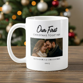 Our First Christmas Together Photo Minimal Modern Kaffemugg