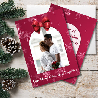 Our First Christmas Together Snowflake Photo Julkort