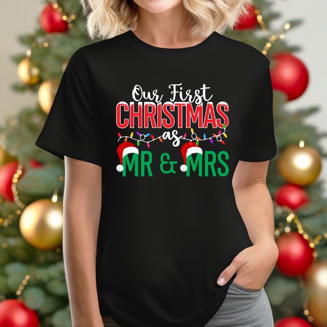 Our First Christmas Women's T-shirt (Our First Christmas as Mr. and Mrs. t-shirt)