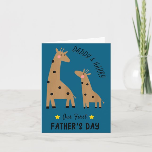 Our First Father's Day 2026, Funny Giraffe Gift Da Kort (Framsida)