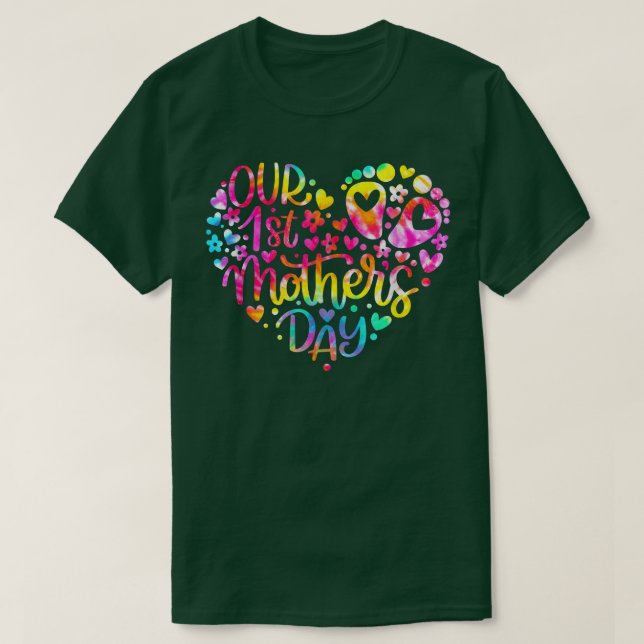 Our First Mother's Day Baby Mom Pregnancy Tye Dye  T Shirt (Design framsida)