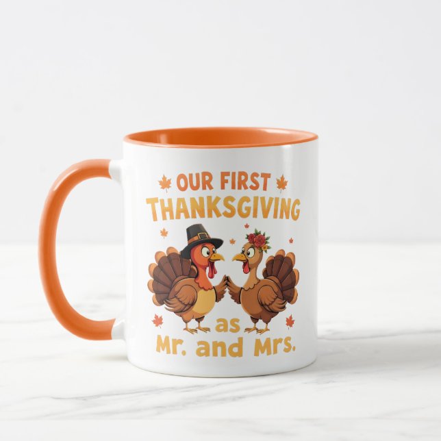 Our First Thanksgiving Mr and Mrs Couples Newlywed Mugg (Vänster)
