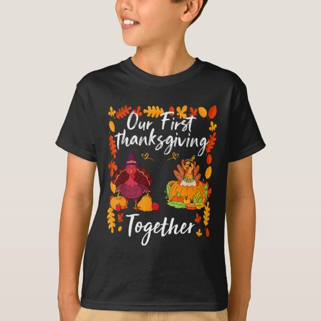 Our First Thanksgiving Together Matching Couple  T Shirt (Framsida)