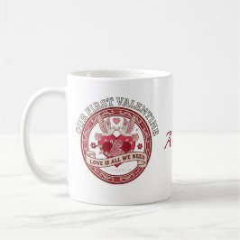 Our First Valentine Love Birds Custom Initial Mug Kaffemugg