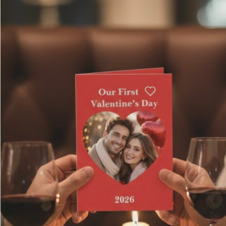 Our First Valentine’s Day Folded Greeting Card Kort