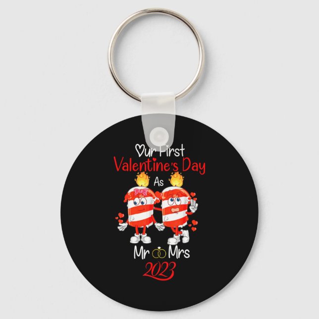 Our First Valentines Day As Mr And Mrs Engaged Cou Nyckelring (Framsida)