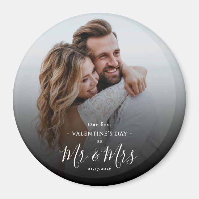 Our First Valentine's Day As Mr & Mrs Modern Photo Magnet (Framsidan)