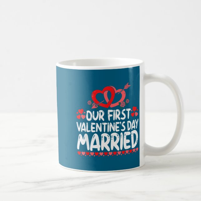 Our First Valentines Married Husband Wife  Kaffemugg (Höger)