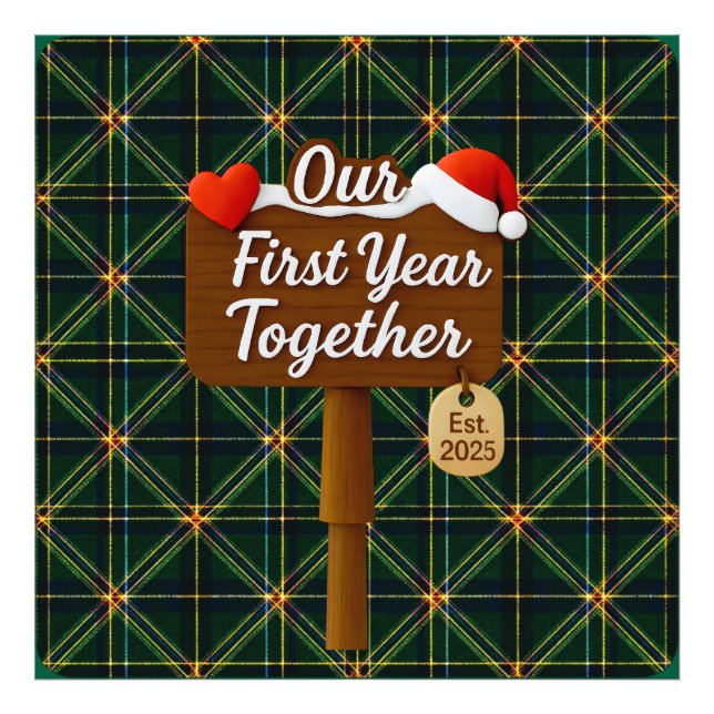Our First Year Together 2025 Wooden Sign Fototryck (Framsidan)