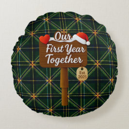 Our First Year Together 2025 Wooden Sign Rund Kudde