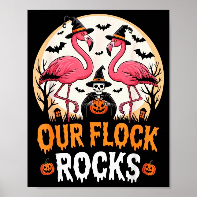 Our Flock Rocks Flamingo Halloween Costume Matchin Poster (Framsidan)