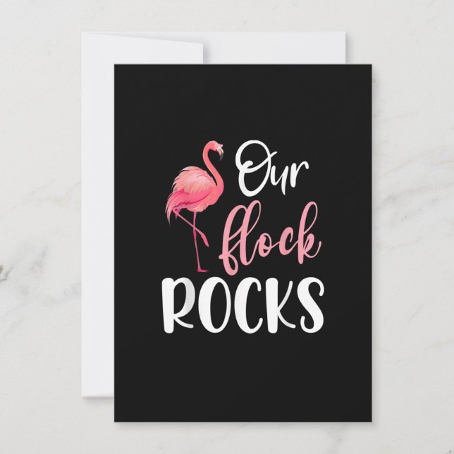 Our Flock Rocks Flamingo Mother's Day Matching Fam Inbjudningar (Framsida)