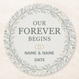Our Forever Begins Romantic Marriage Proposal Underlägg Papper Rund