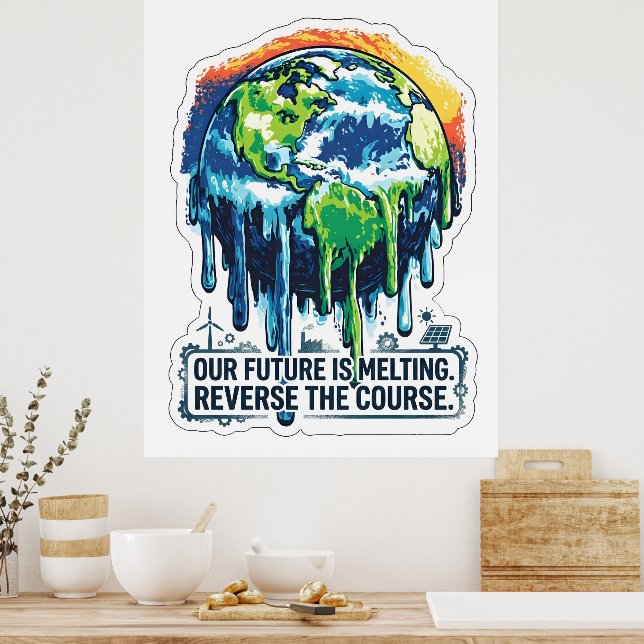 Our Future is Melting | Global Warming Awareness Poster (Kök)
