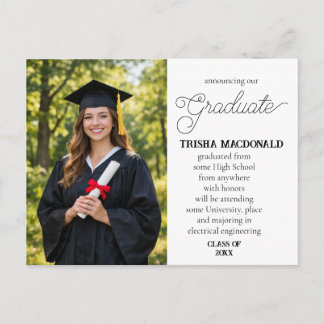 Our Graduate With Photo Graduation Classic Script Meddelande Vykort