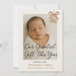 Our Greatest Gift Baby Announcement Holiday Card Julkort