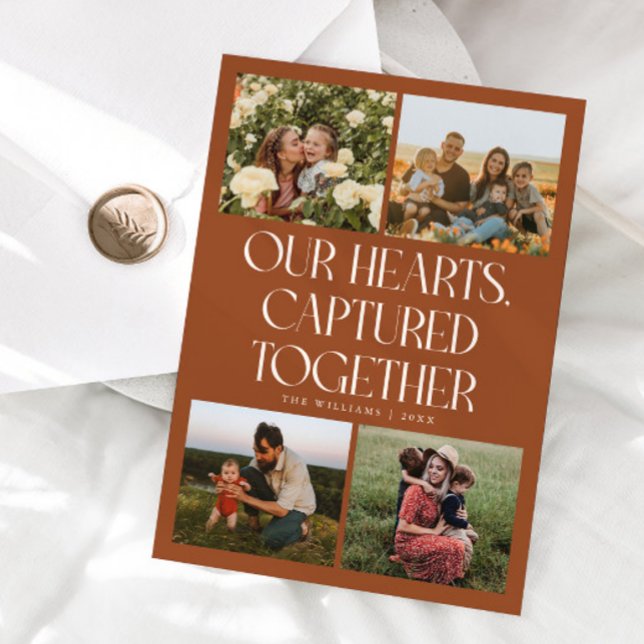 Our Hearts Terracotta Multi Photo Valentines Day  Julkort (Skapare uppladdad)