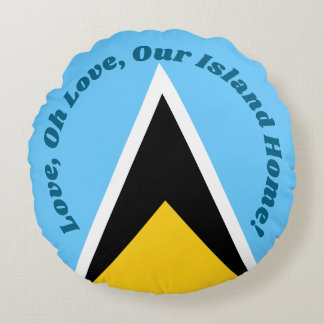 Our Island Home | Saint Lucia Flag Anthem Phrase Rund Kudde