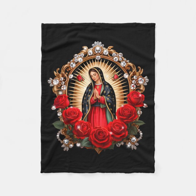 Our Lady Guadalupe Saint Virgin Mary In Roses Flow Fleecefilt (Framsidan)