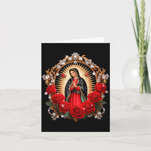 Our Lady Guadalupe Saint Virgin Mary In Roses Flow Kort (Framsida)