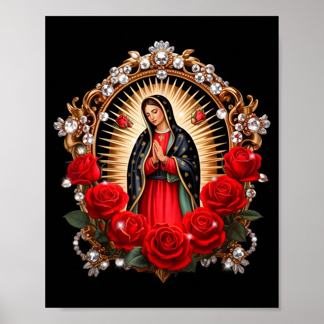 Our Lady Guadalupe Saint Virgin Mary In Roses Flow Poster (Framsidan)