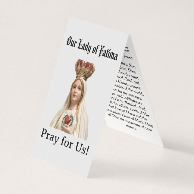 Our Lady of  Fatima Prayer Card Kort (Framsida)