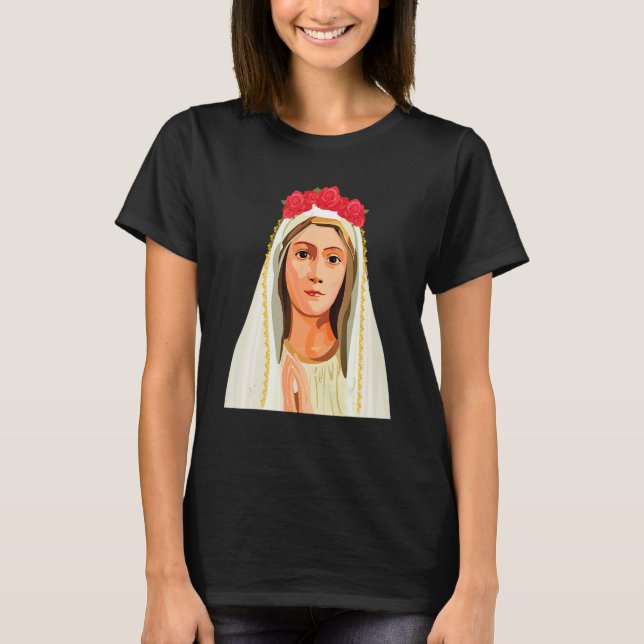 Our Lady of Fatima Rosary Prayer Holy Blessed Mary T Shirt (Framsida)