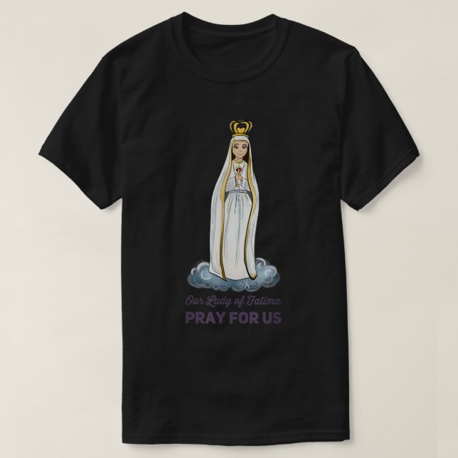 Our Lady of Fatima Rosary Prayer Holy Blessed Mary T Shirt (Design framsida)