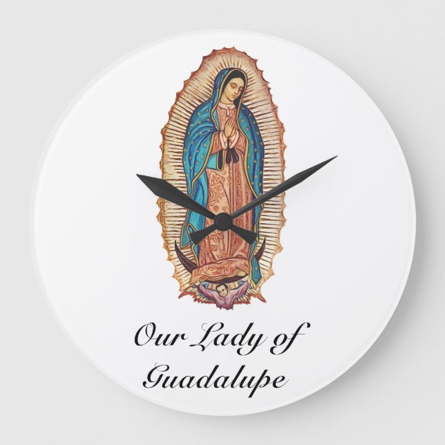 Our Lady of Guadalupe Miraculous Tilma Fine Art Stor Klocka (Framsida)