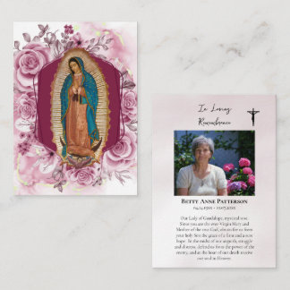 Our Lady of Guadalupe Mystical Rose Funeral Prayer Placeringskort