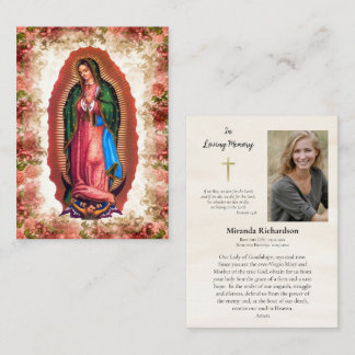Our Lady of Guadalupe Photo Memorial Prayer Card Placeringskort