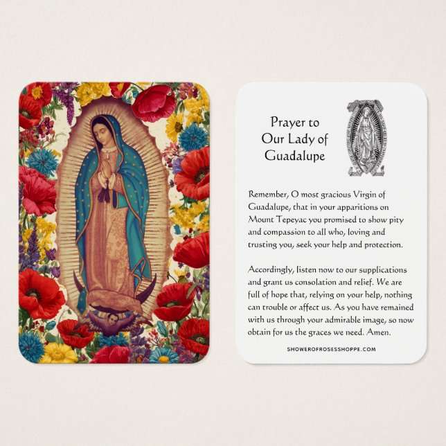 Our Lady of Guadalupe Prayer Holy Card Visitkort (Framsida & baksida)