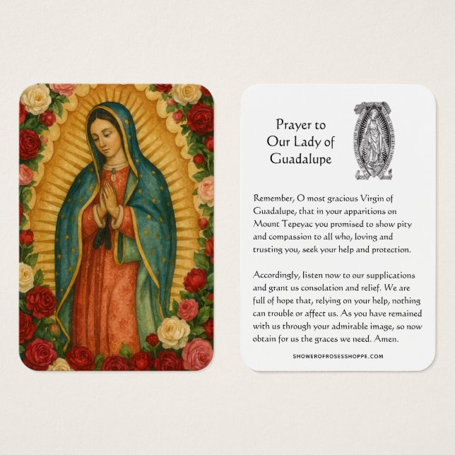 Our Lady of Guadalupe Prayer Holy Card Visitkort (Framsida & baksida)