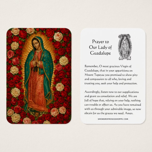 Our Lady of Guadalupe Prayer Holy Card Visitkort (Framsida & baksida)