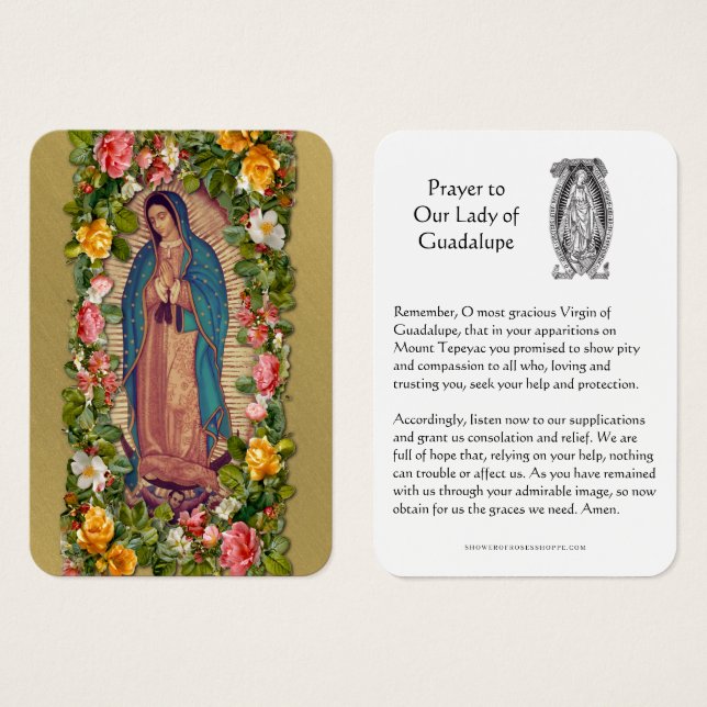 Our Lady of Guadalupe Prayer Holy Card Visitkort (Framsida & baksida)