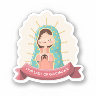 Our Lady of Guadalupe with ribbon Kawaii Style Klistermärken