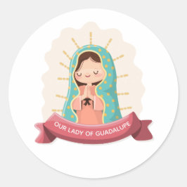 Our Lady of Guadalupe with ribbon Kawaii Style Runt Klistermärke