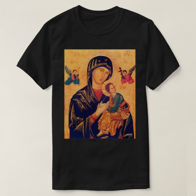 Our Lady of Perpetual Help Byzantine icon T Shirt (Design framsida)