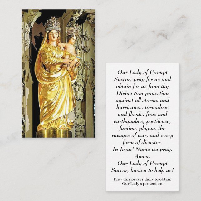 Our Lady of Prompt Succor Prayer Card (Fram/baksida)