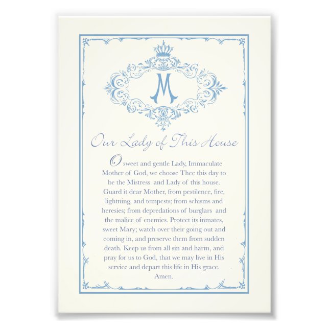 Our Lady of This House Prayer Printable 5x7 Fototryck (Framsidan)
