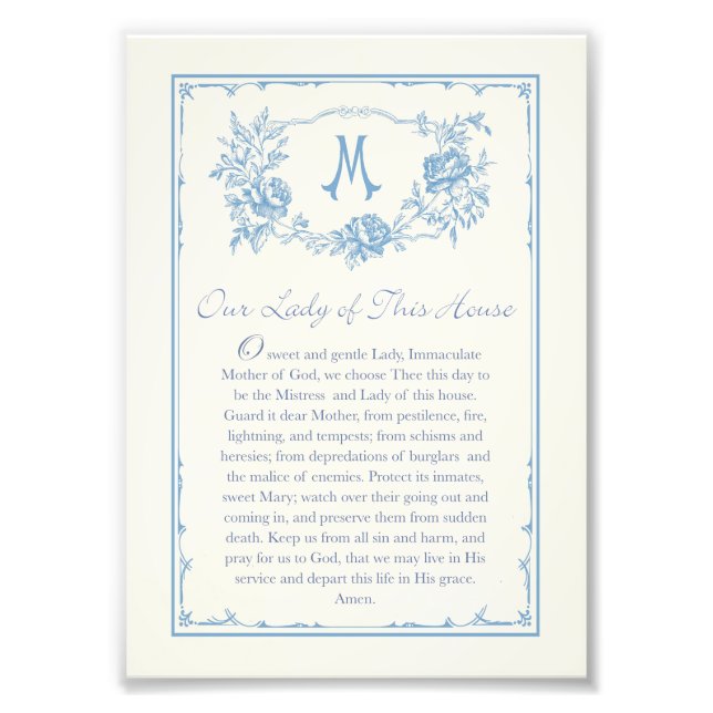 Our Lady of This House Prayer Printable 5x7 Fototryck (Framsidan)