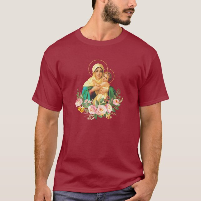 Our Lady Virgin Mary Refuge Sinners Catholic Saint T Shirt (Framsida)